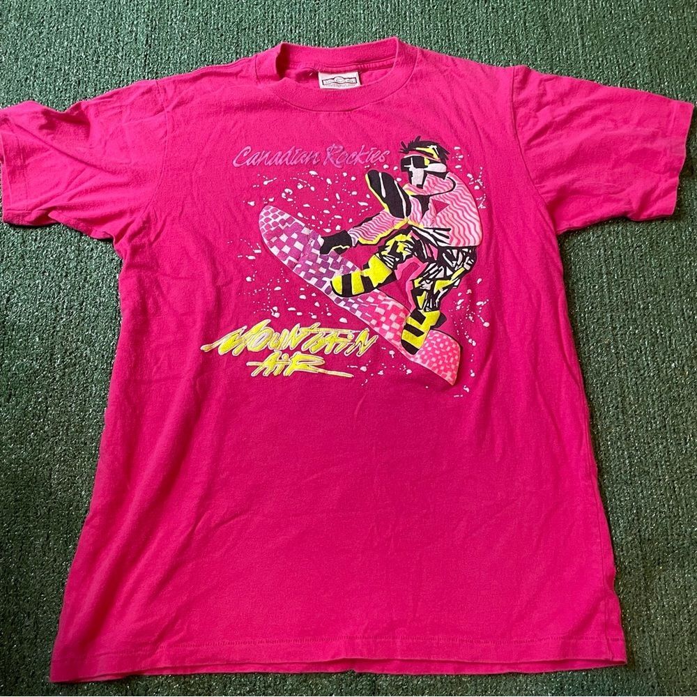 Vintage 80s 90s Single Stitch Canadian Rockies Northern Air Graphic Tee Large